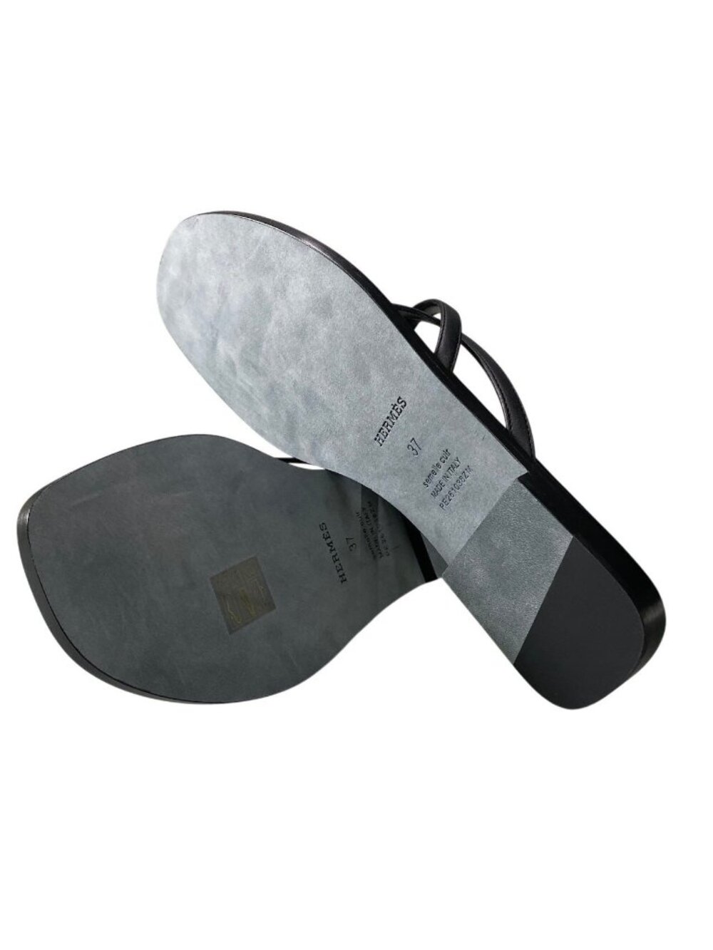 ★SOLD★ Hermes Miss Sandals Flat Shoes Cross Strap 37 Black Leather - Picture 8 of 11